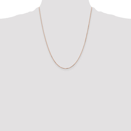 14K Rose Gold .95mm Box Link With Lobster Clasp Chain Necklace