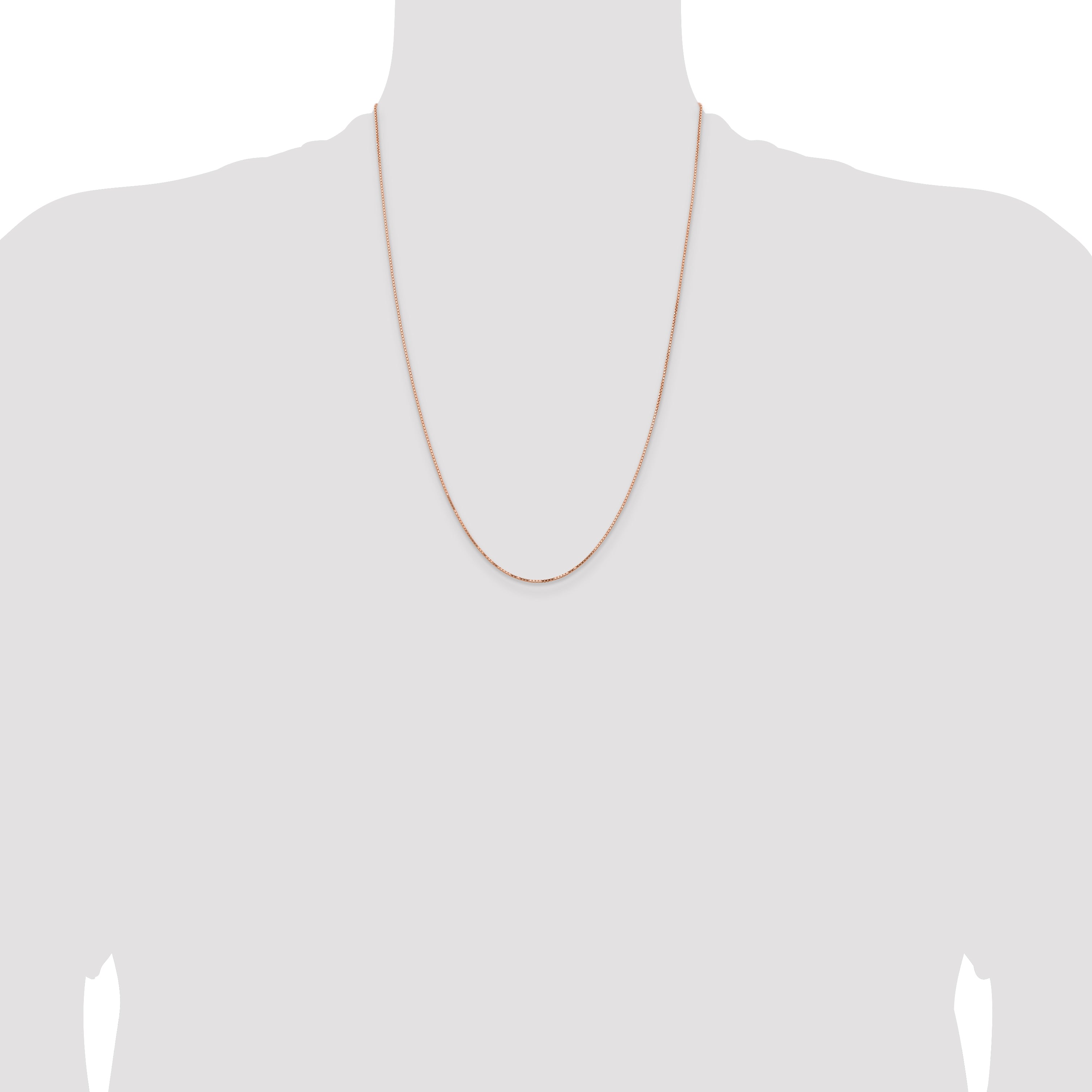 14K Rose Gold .95mm Box Link With Lobster Clasp Chain Necklace