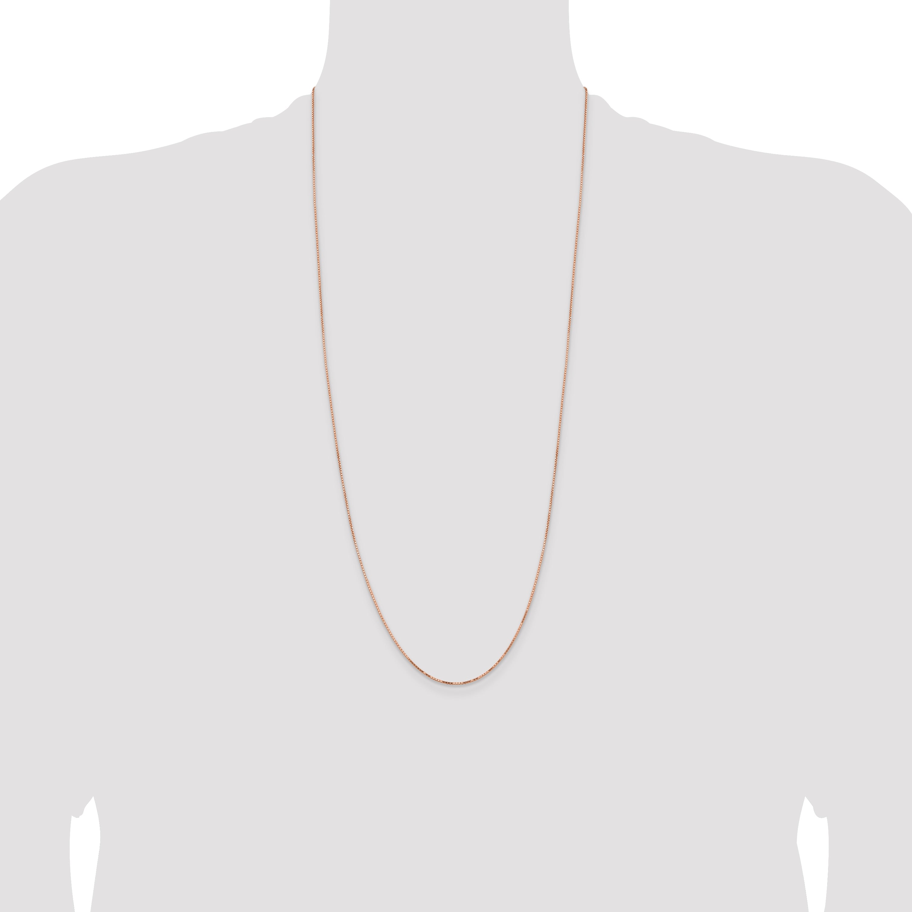 14K Rose Gold .95mm Box Link With Lobster Clasp Chain Necklace