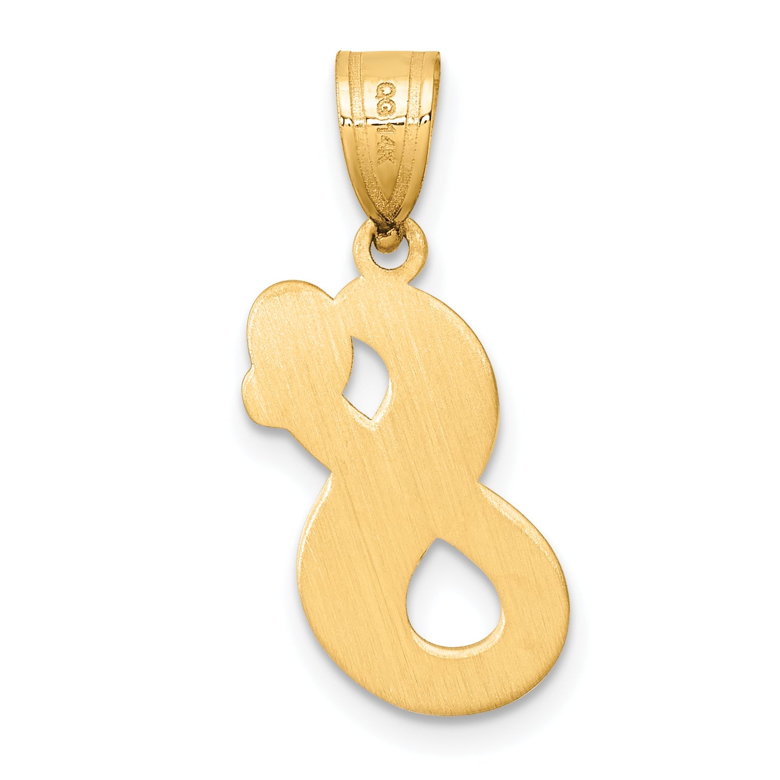14K Yellow Gold Brushed Border Script Number 8 Pendant