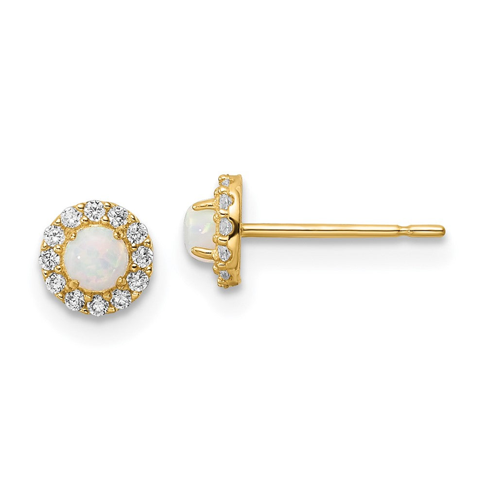 14K Yellow Gold Madi K Cz And Created Opal Post Earrings