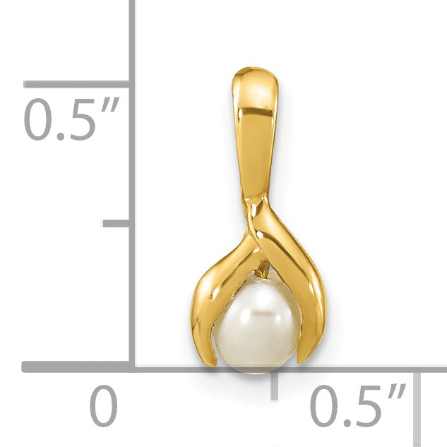14K Yellow Gold Madi K 4-5mm Rice White Fwc Pearl Pendant