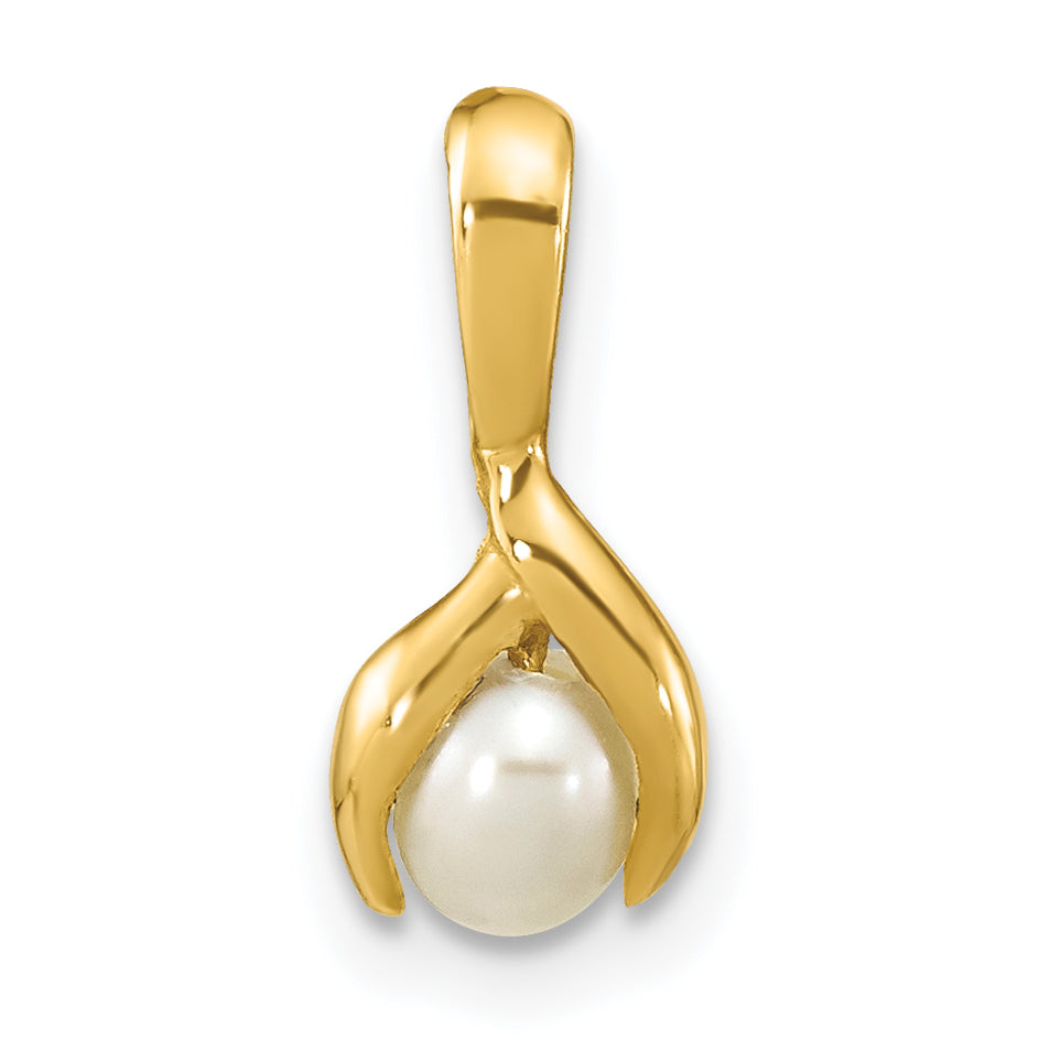 14K Yellow Gold Madi K 4-5mm Rice White Fwc Pearl Pendant