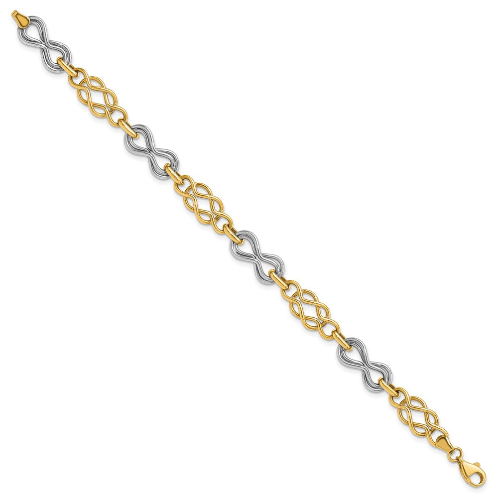 7.25 Inch 14K Two-Tone Infinity Hollow Bracelet