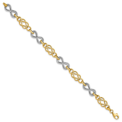 7.25 Inch 14K Two-Tone Infinity Hollow Bracelet