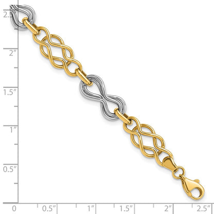 7.25 Inch 14K Two-Tone Infinity Hollow Bracelet