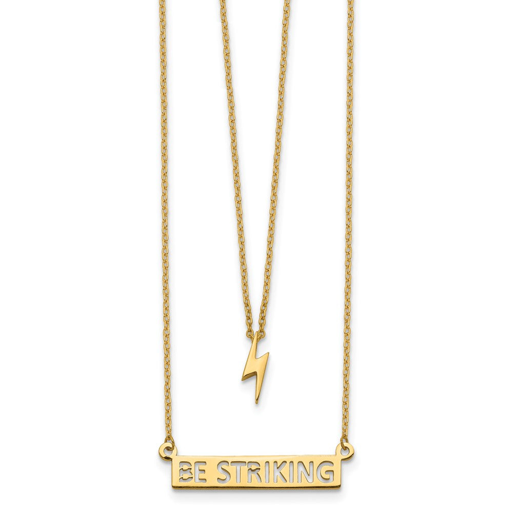 14K Yellow Gold Two-Strand Polished Lightning & Be Striking Bar Necklace