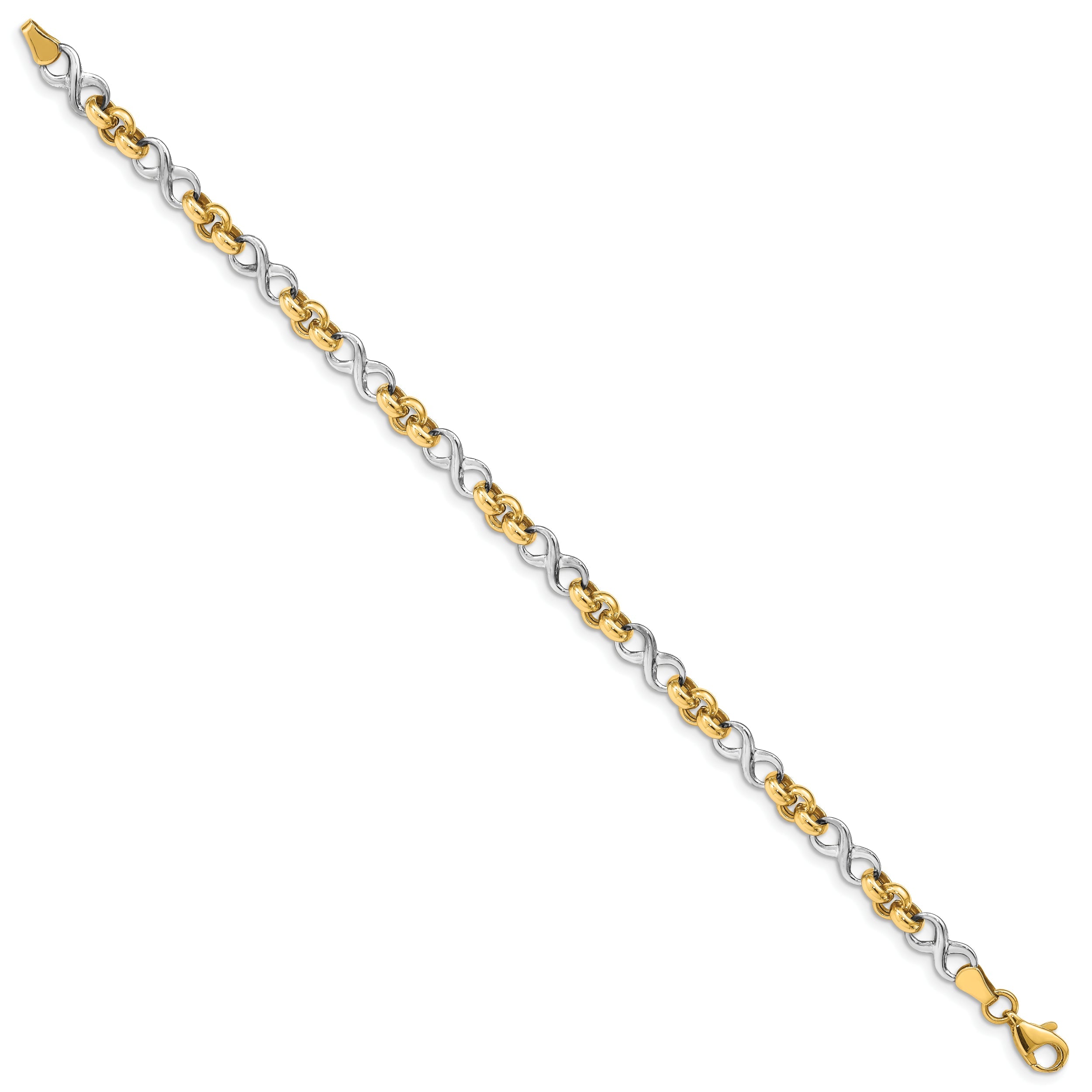 7.5 Inch 14K Two-Tone Infinity Bracelet