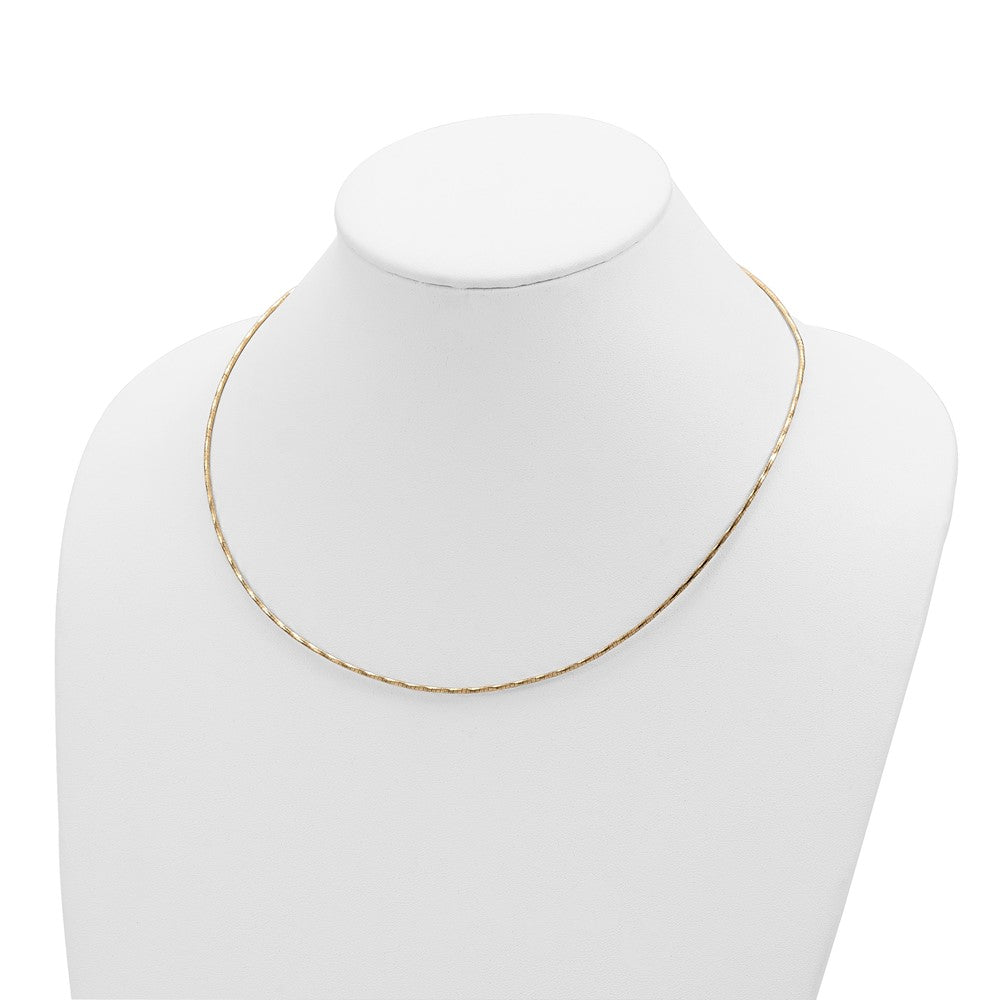 14K Yellow Gold Polished W/2In. Ext. Round Twisted Omega Necklace