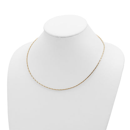 14K Yellow Gold Polished W/2In. Ext. Round Twisted Omega Necklace