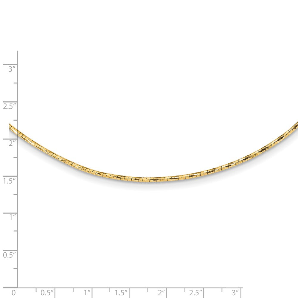 14K Yellow Gold Polished W/2In. Ext. Round Twisted Omega Necklace
