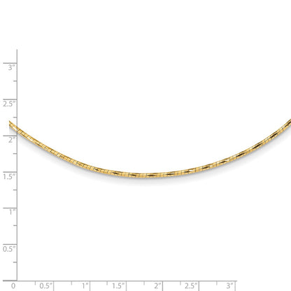 14K Yellow Gold Polished W/2In. Ext. Round Twisted Omega Necklace