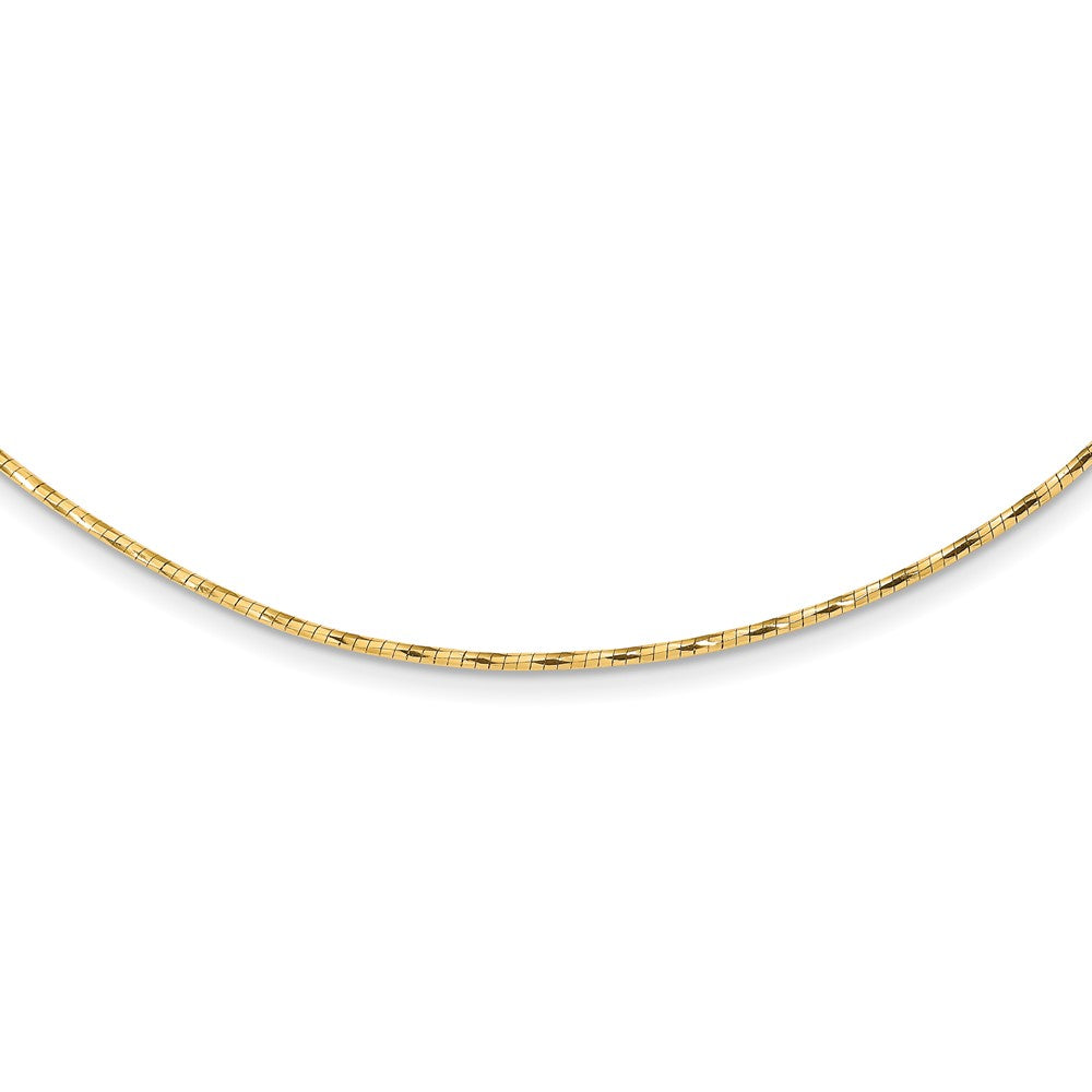 14K Yellow Gold Polished W/2In. Ext. Round Twisted Omega Necklace