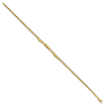 7.5 Inch 14K Polished D/C Beaded Double Strand Bracelet