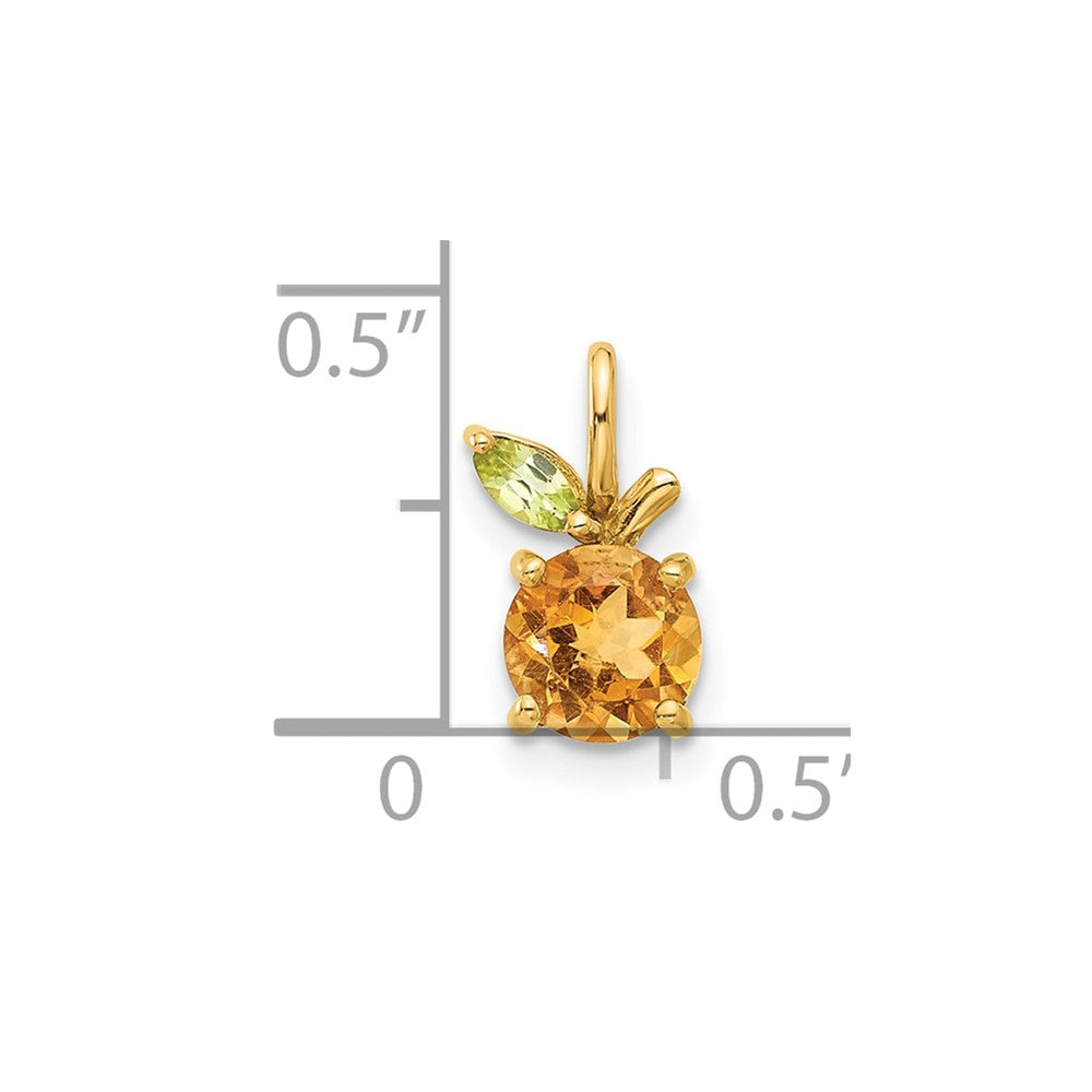 14K Yellow Gold Gold Citrine and Peridot Orange Chain Slide