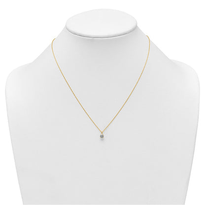 14K Yellow Gold Polished 5mm CZ Solitaire 18in Necklace
