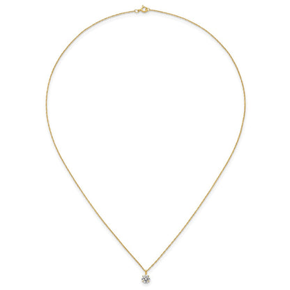 14K Yellow Gold Polished 5mm CZ Solitaire 18in Necklace