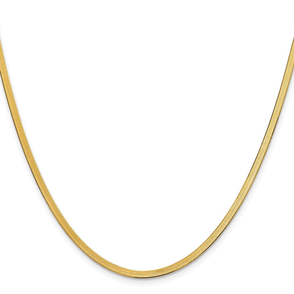 2 Inch 14K Yellow Gold 2.5mm Silky Herringbone Chain Necklace
