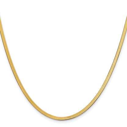 2 Inch 14K Yellow Gold 2.5mm Silky Herringbone Chain Necklace