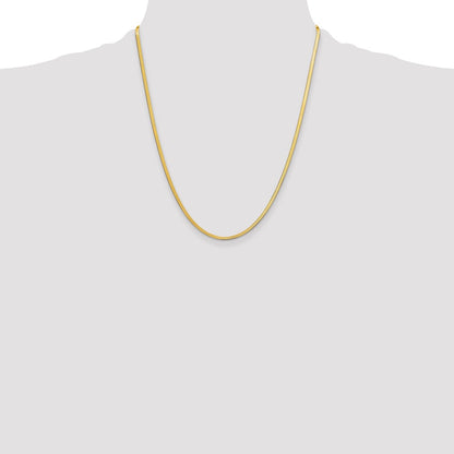 22 Inch 14K Yellow Gold 2.5mm Silky Herringbone Chain Necklace