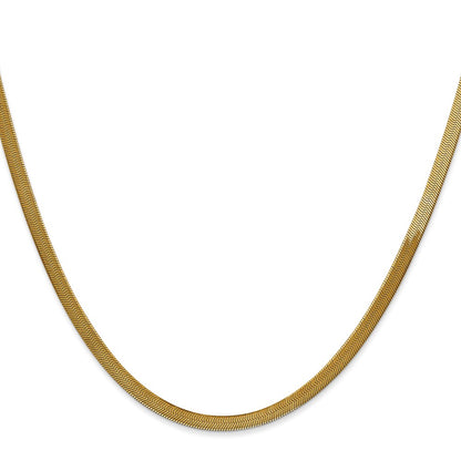 14K Yellow Gold 20 Inch 3mm Silky Herringbone With Lobster Clasp Chain Necklace