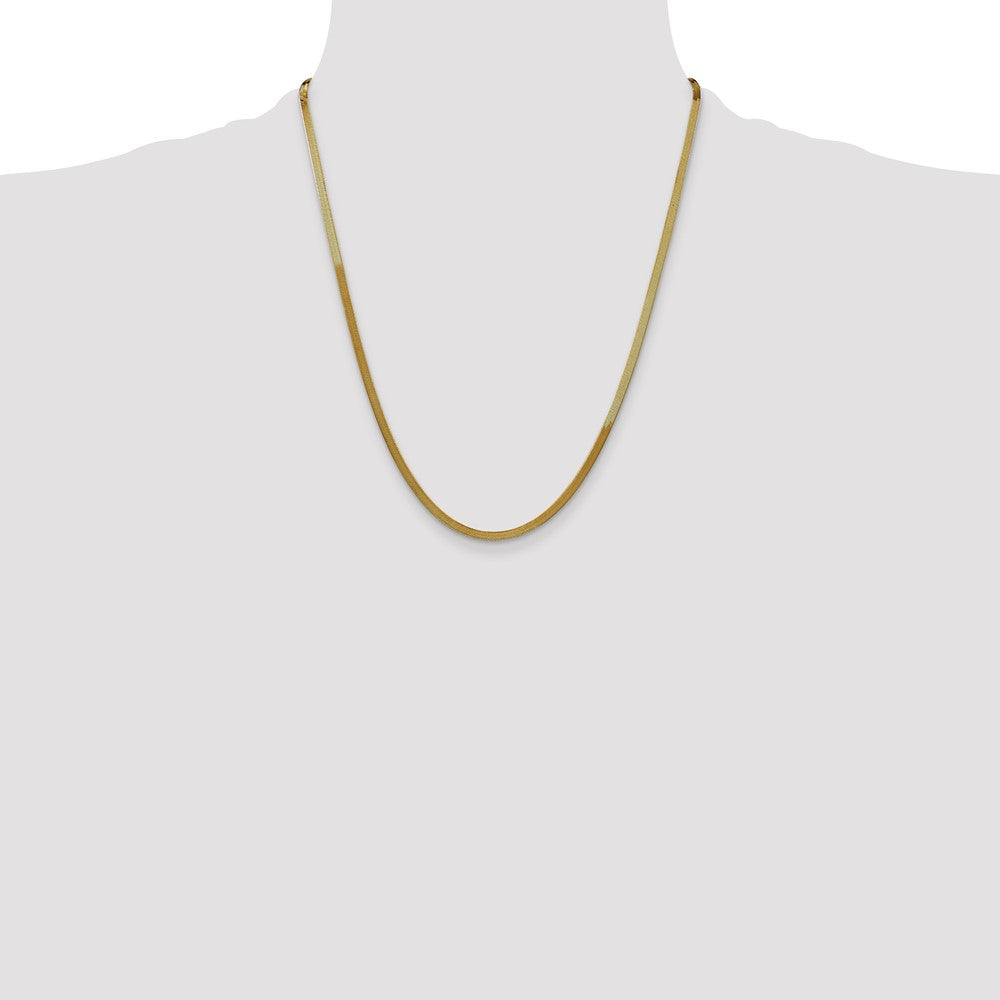 22 Inch 14K 3mm Silky Herringbone Chain Necklace