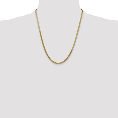 22 Inch 14K 3mm Silky Herringbone Chain Necklace