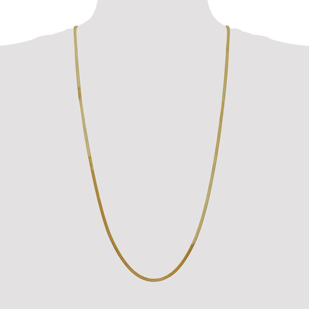 14K Yellow Gold 30 Inch 3mm Silky Herringbone With Lobster Clasp Chain Necklace