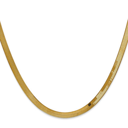 14K Yellow Gold 20 Inch 4mm Silky Herringbone With Lobster Clasp Chain Necklace