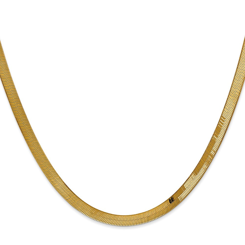 22 Inch 14K 4mm Silky Herringbone Chain Necklace