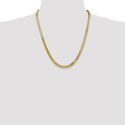 22 Inch 14K 4mm Silky Herringbone Chain Necklace