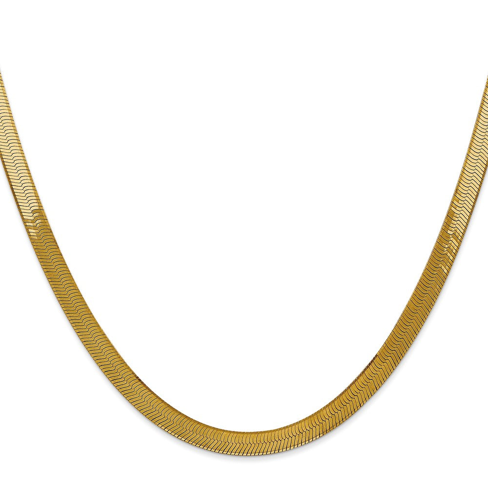22 Inch 14K 5mm Silky Herringbone Chain Necklace