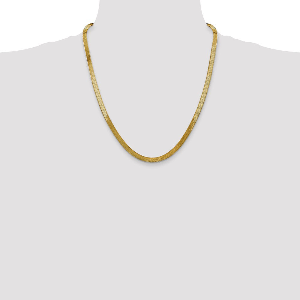 22 Inch 14K 5mm Silky Herringbone Chain Necklace