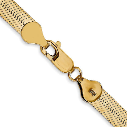 14K Yellow Gold 5.5mm Silky Herringbone With Lobster Clasp Chain Necklace