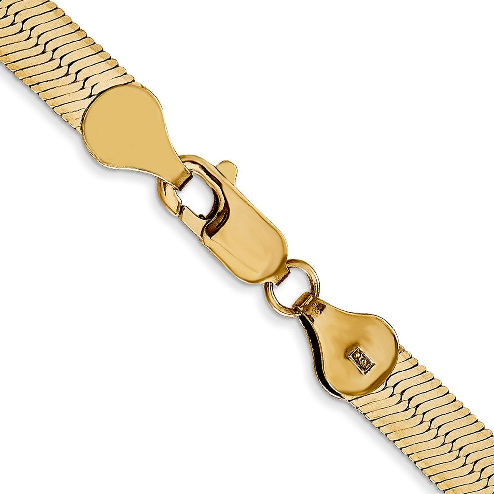14K Yellow Gold 5.5mm Silky Herringbone With Lobster Clasp Chain Necklace