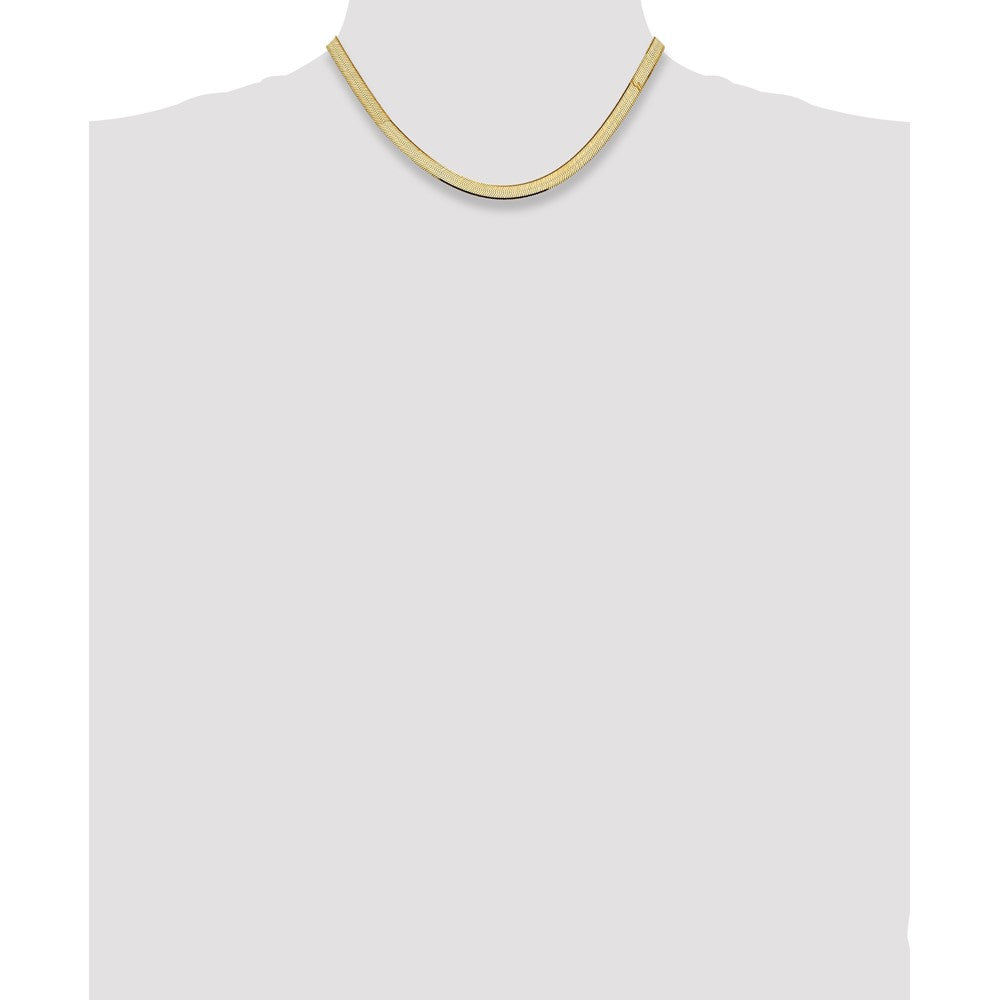 14K Yellow Gold 5.5mm Silky Herringbone With Lobster Clasp Chain Necklace