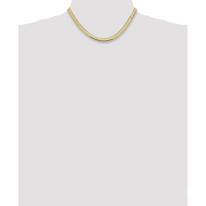 14K Yellow Gold 5.5mm Silky Herringbone With Lobster Clasp Chain Necklace