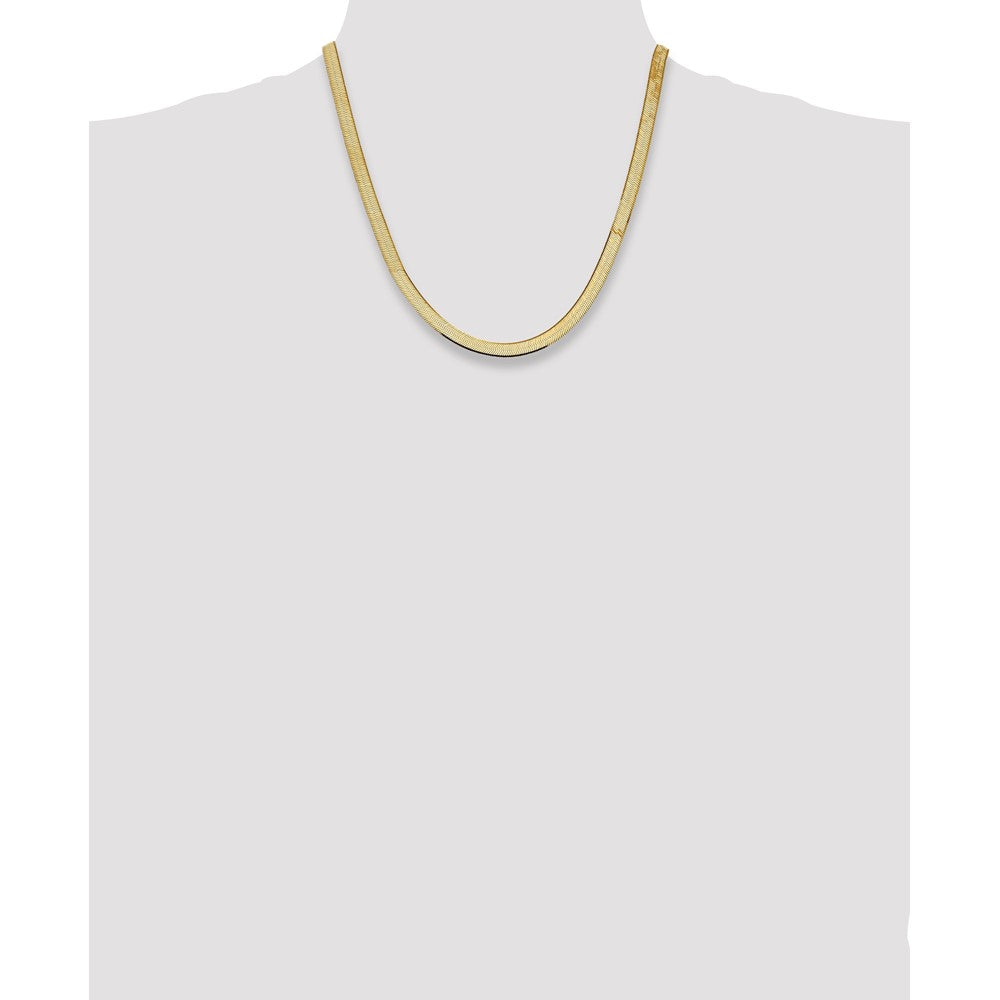 14K Yellow Gold 5.5mm Silky Herringbone With Lobster Clasp Chain Necklace