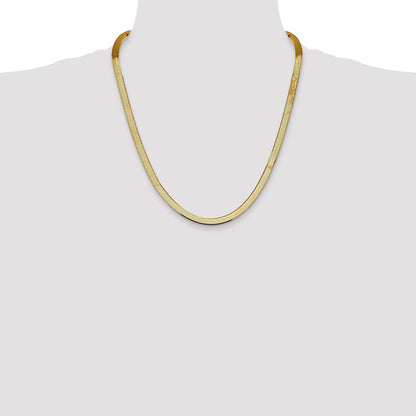 22 Inch 14K 5.5mm Silky Herringbone Chain Necklace