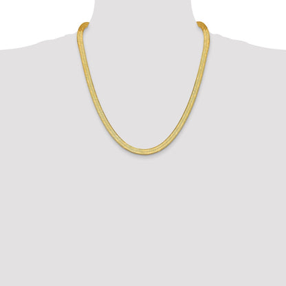 22 Inch 14K 6.5mm Silky Herringbone Chain Necklace