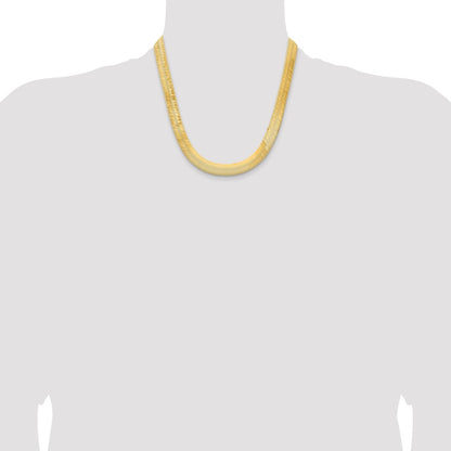14K Yellow Gold 20 Inch 10mm Silky Herringbone With Lobster Clasp Chain Necklace
