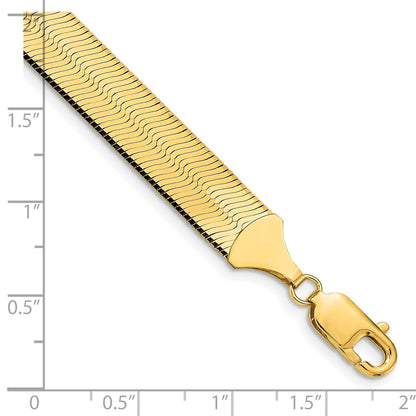 14K Yellow Gold 7 Inch 10mm Silky Herringbone With Lobster Clasp Bracelet