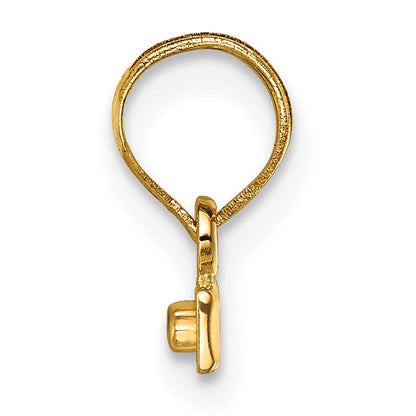 14K Yellow Gold Small Brushed Diamond-Cut Top Charm