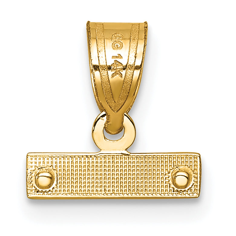 14K Yellow Gold Small Brushed Diamond-Cut Top Charm