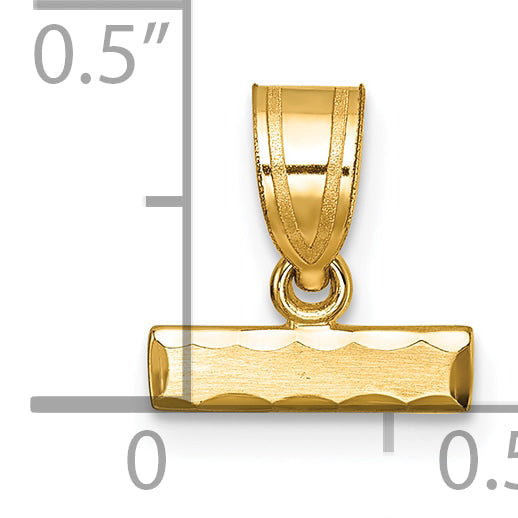 14K Yellow Gold Small Brushed Diamond-Cut Top Charm
