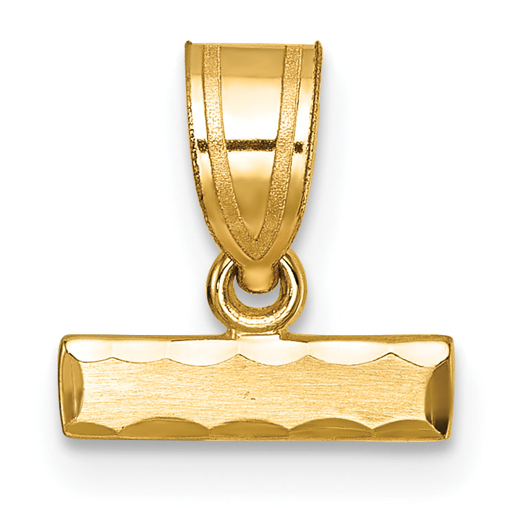 14K Yellow Gold Small Brushed Diamond-Cut Top Charm