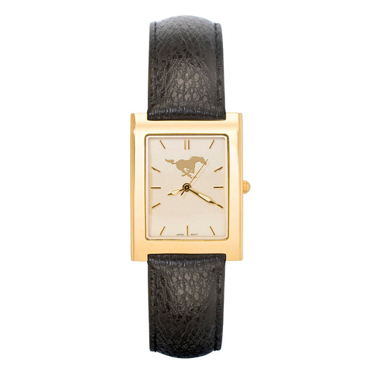 Non Metal So Methodist Univ Smu Man'S Sq Dress Lea Watch