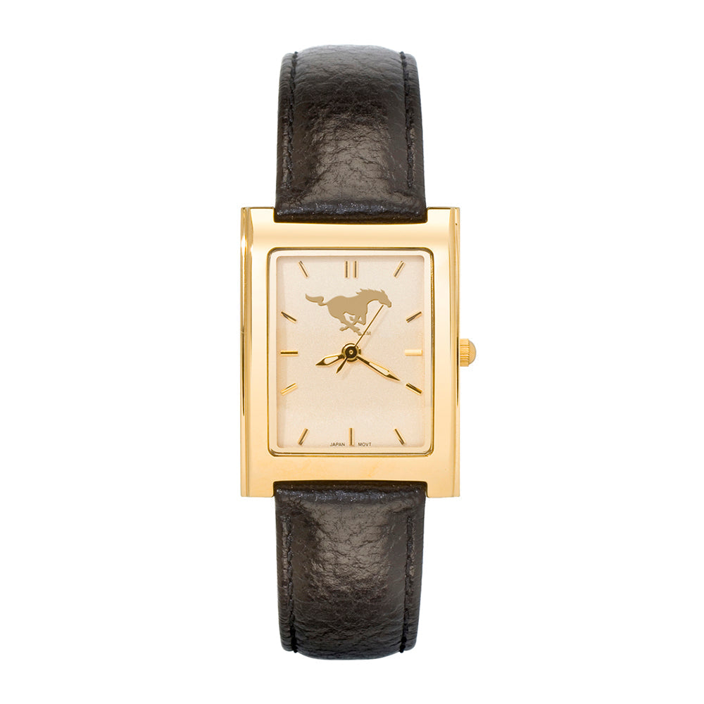 Non Metal So Methodist Univ Smu Lady'S Sq Dress Lea Watch