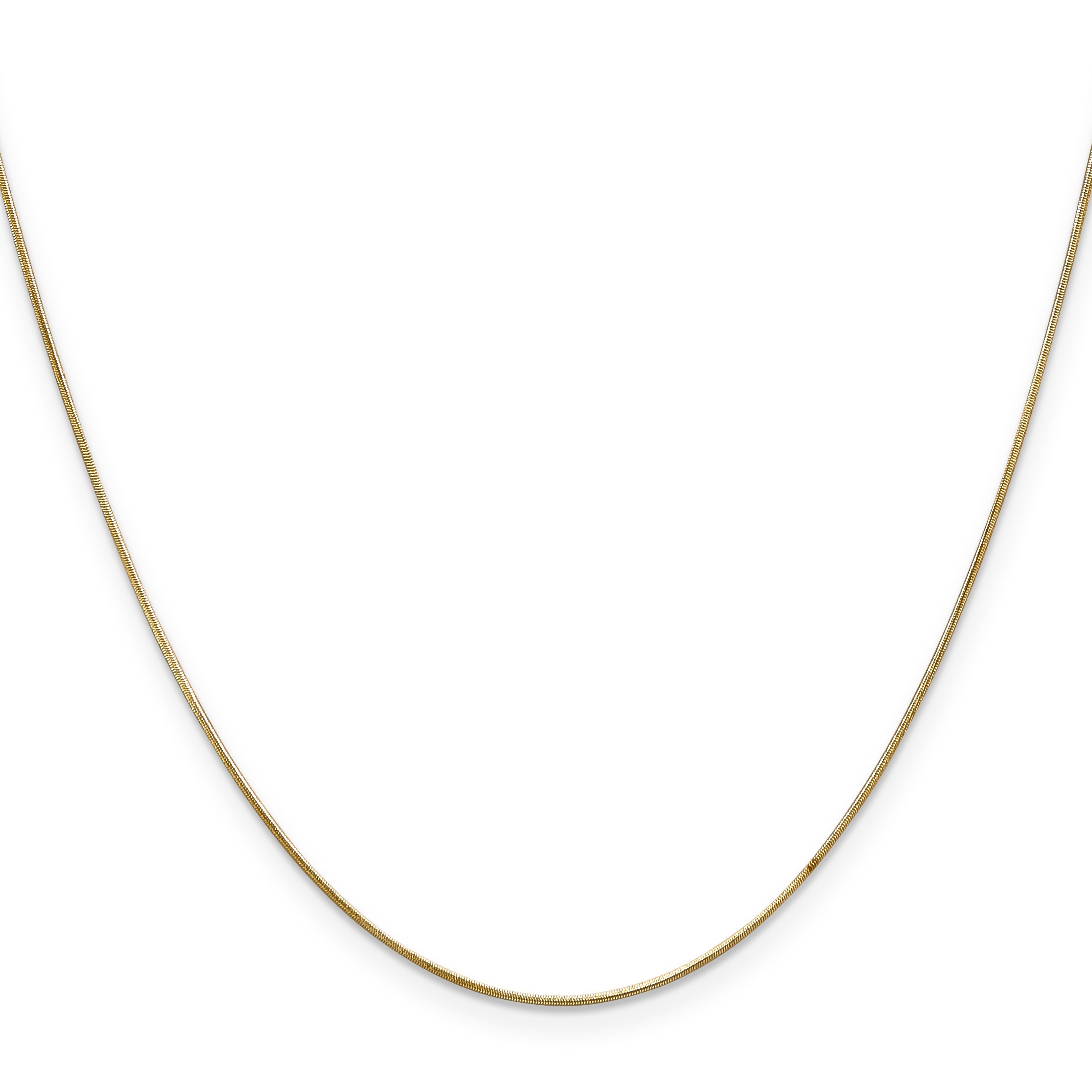 14K Yellow Gold .65mm Round Snake With Lobster Clasp Chain Necklace
