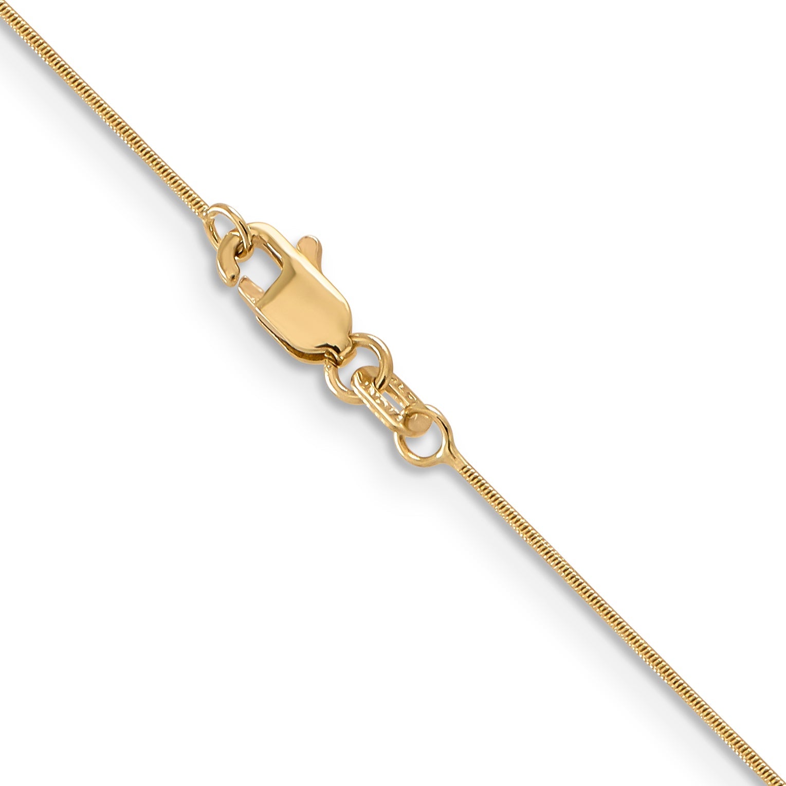 14K Yellow Gold .65mm Round Snake With Lobster Clasp Chain Necklace